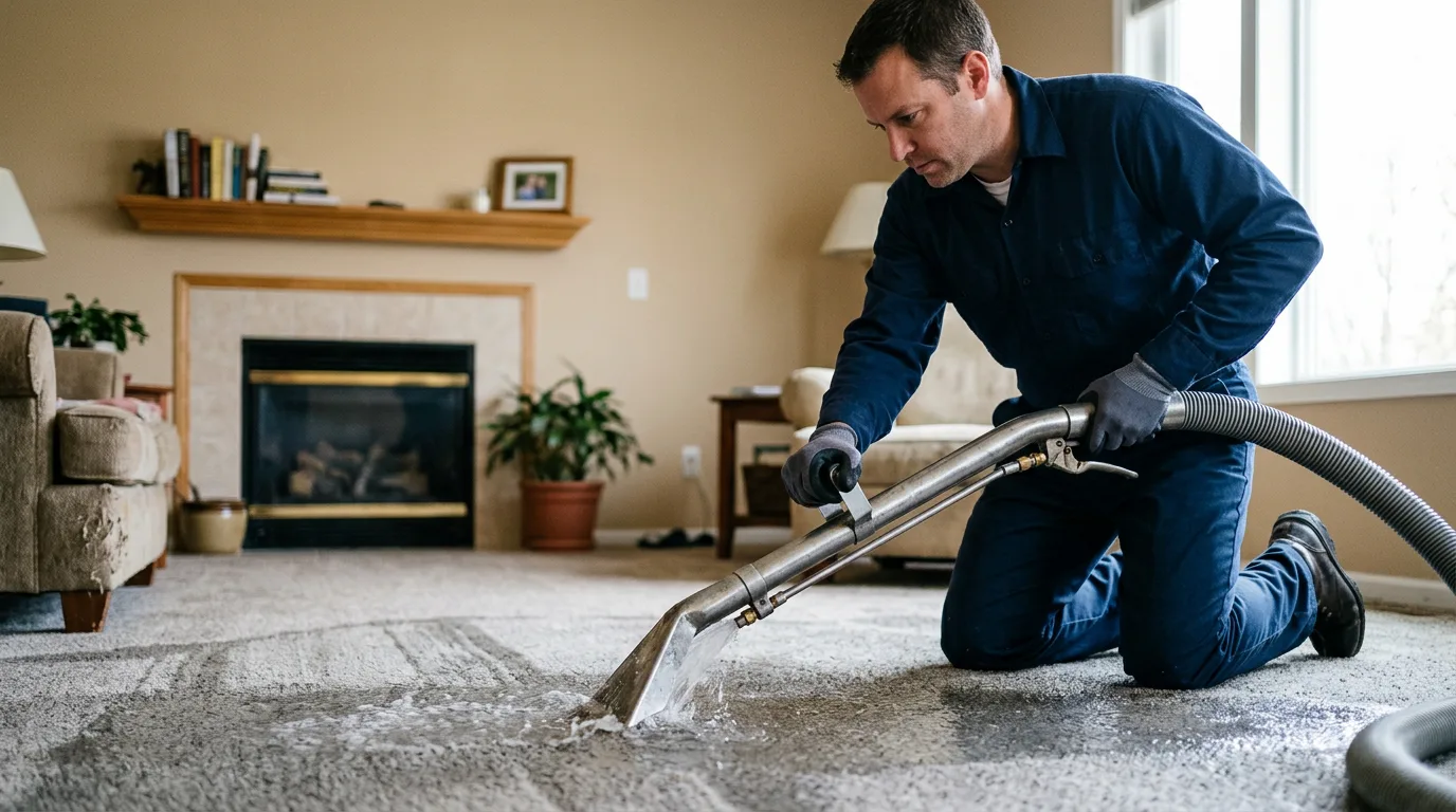 Water damage restoration technician working near Adair, IA